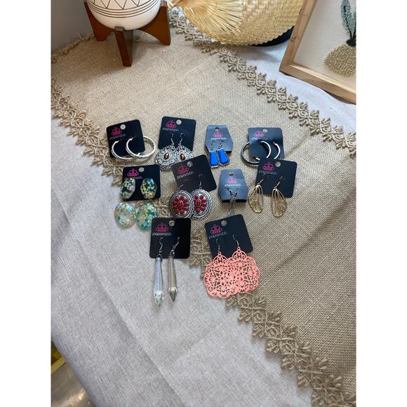 NWT 10 Silver Red Blue Pink Paparazzi Dangle Fashion Earrings Jewelry Lot - Picture 1 of 7